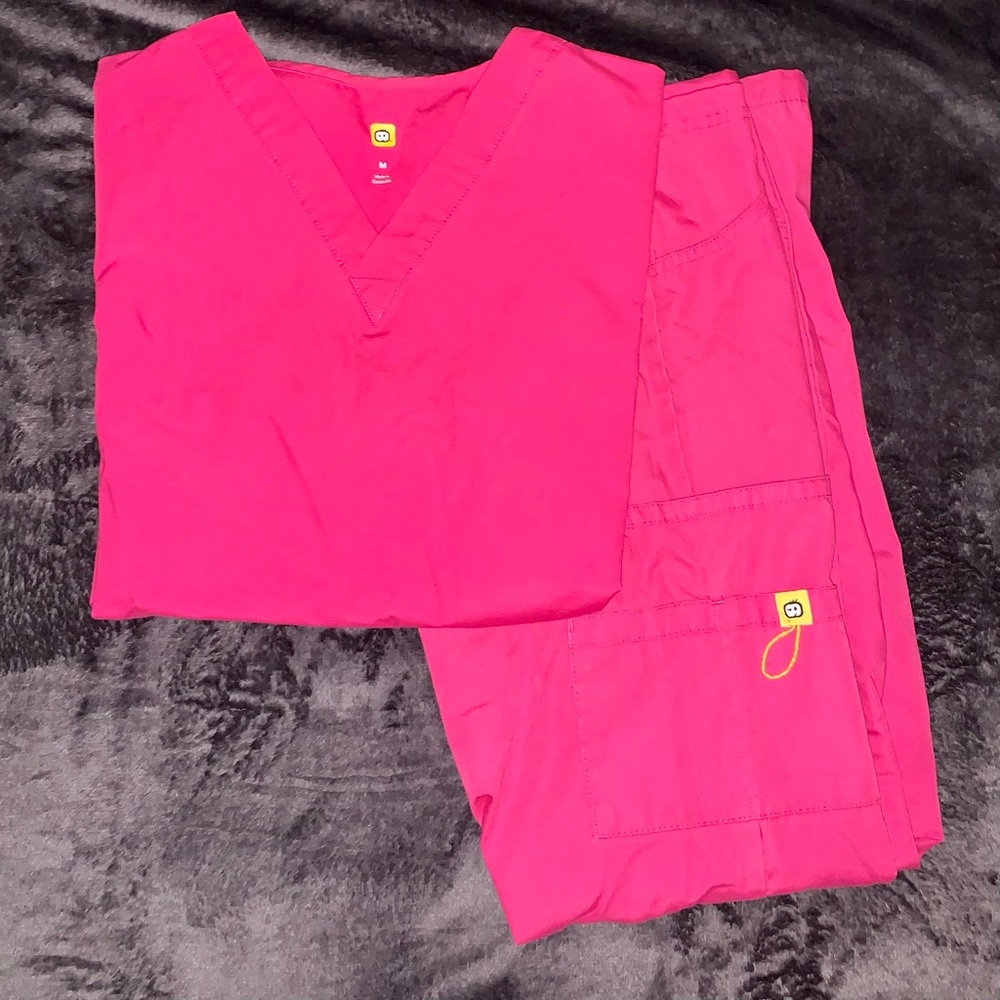 Hot Pink WonderWink Scrub Set